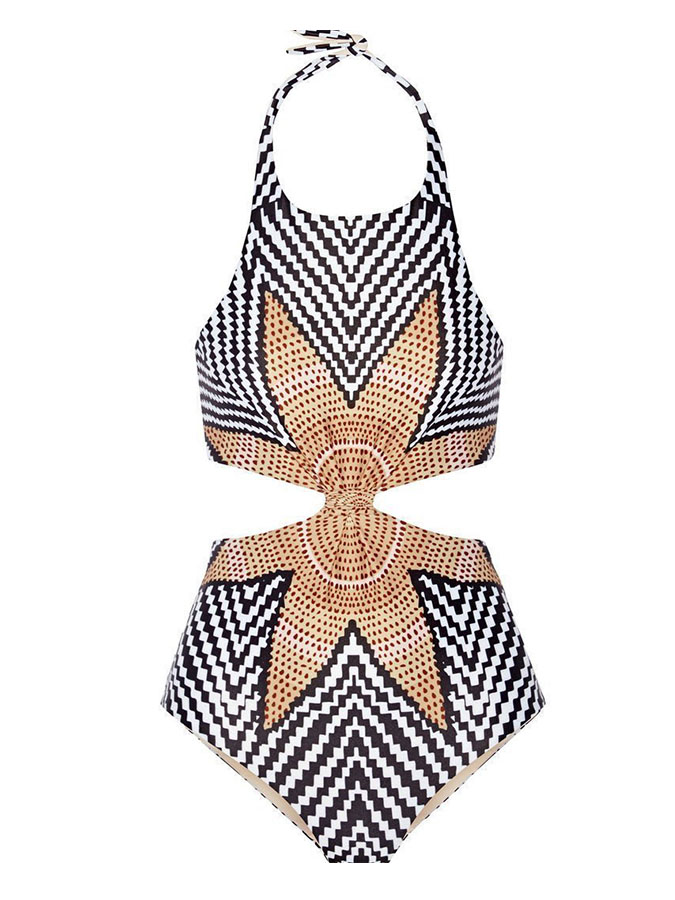 Fashion Print Open Back One Piece Swimsuit