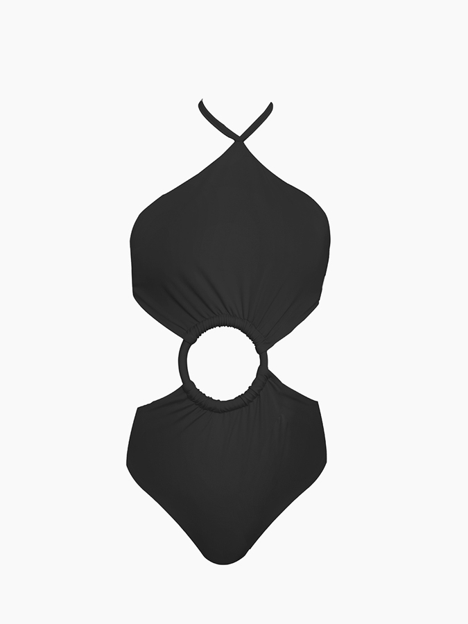 Solid Color Cutout Fashion One Piece Swimsuit