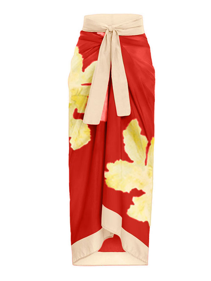 Deep V Ruffled Floral Print Swimsuit Set