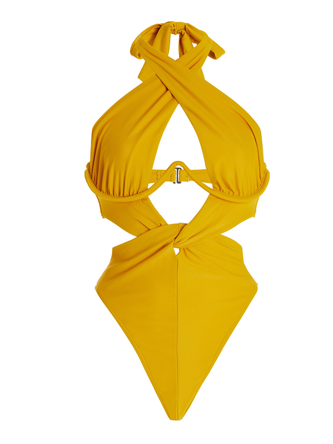 Fashion Sexy Solid Color Open Back One Piece Swimsuit