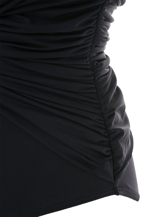 Plain One Shoulder One-Piece Swimsuit And Cover Up