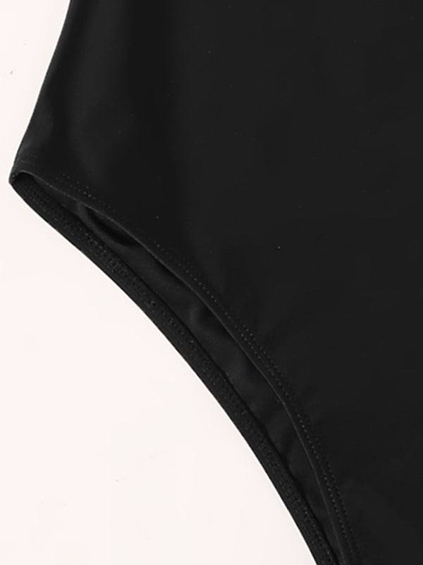 One-Shoulder Falbala One-Piece Swimwear