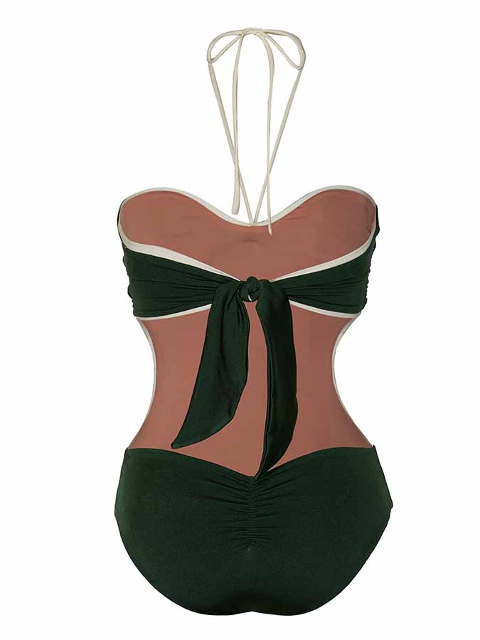 Sexy Green Halter One Piece Swimsuit