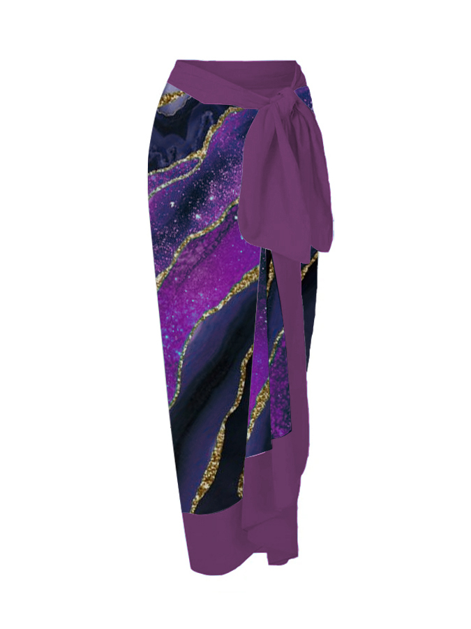 Marble Print One Piece Swimsuit And Cover Up