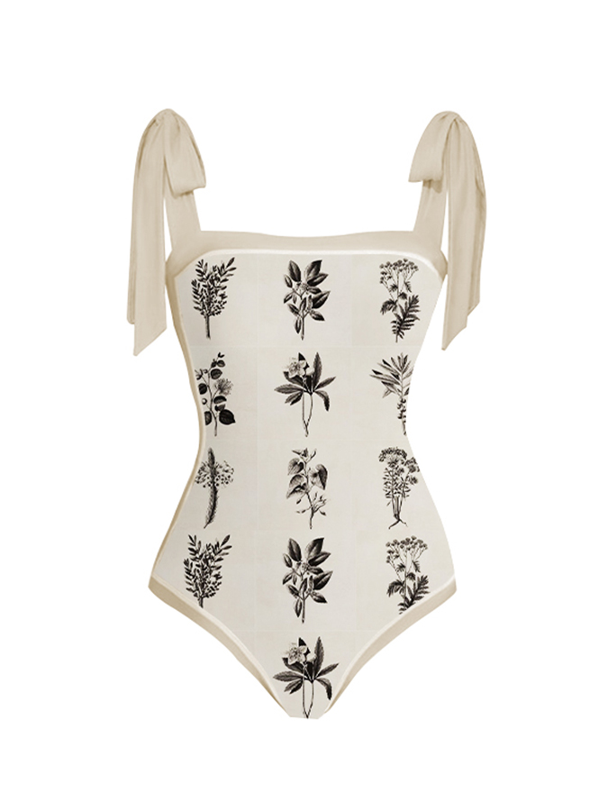 Printed Lace Up Chic One Piece Swimsuit