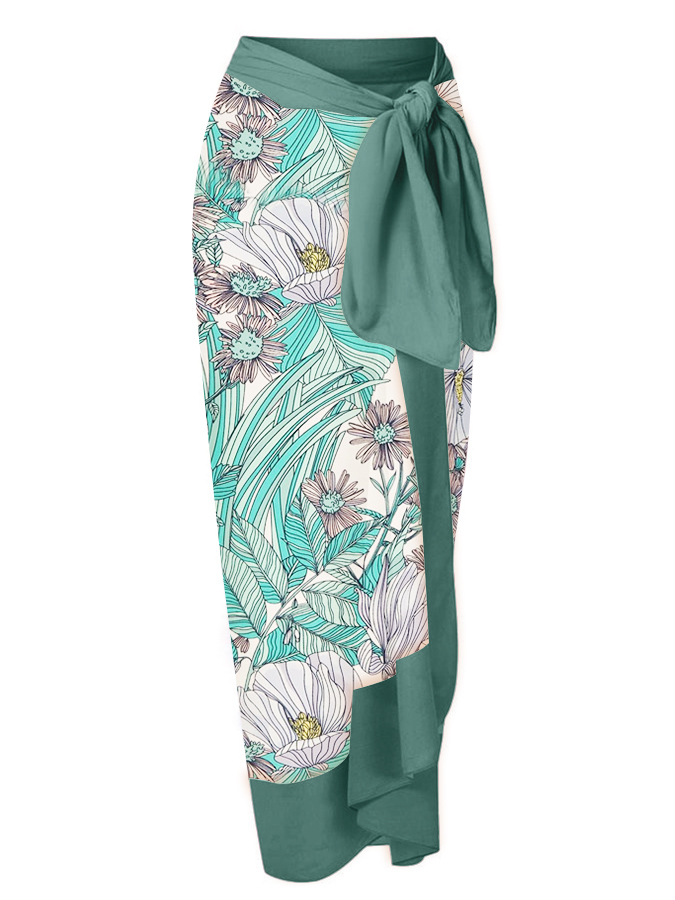 Printed Lace-Up One Piece Swimsuit & Cover up