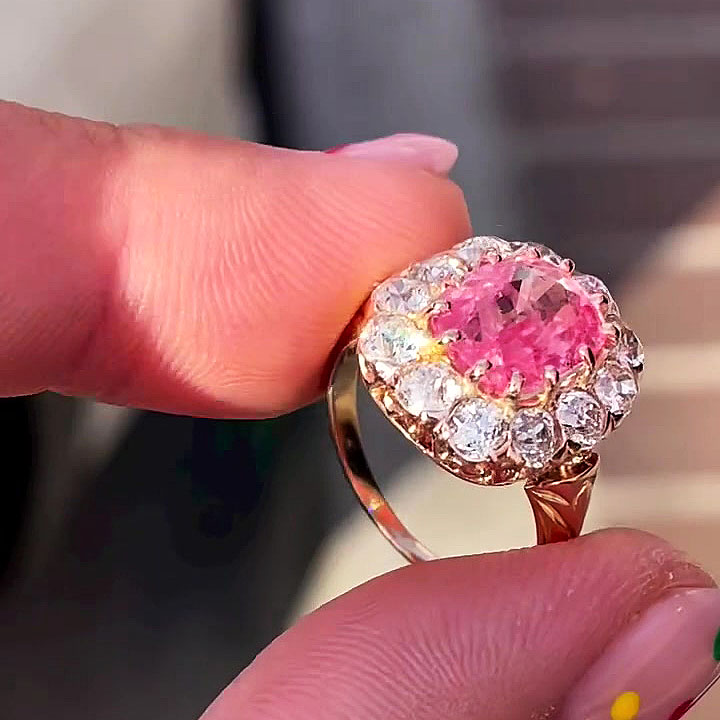 4ct Cushion Cut Pink Sapphire Engagement Ring