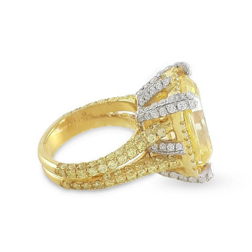 7ct Emerald Cut Yellow Sapphire Engagement Ring