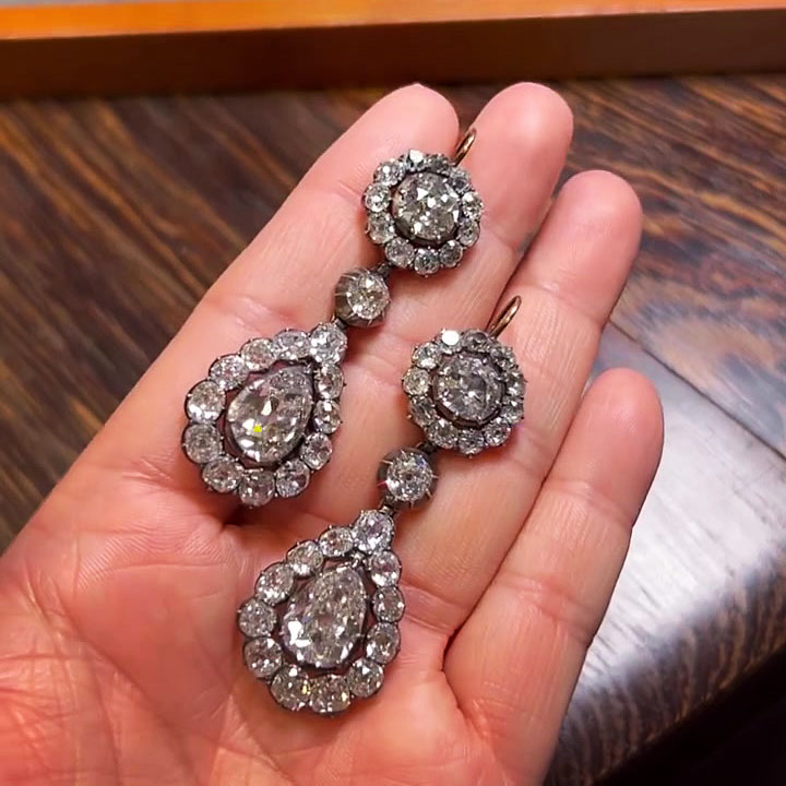 Vintage Design Pear Cut White Sapphire Drop Earrings