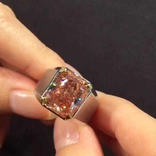 10ct Radiant Cut Pink Sapphire Men's Solitaire Ring