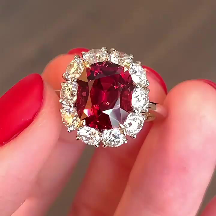 6ct Cushion Cut Ruby Sapphire Engagement Ring