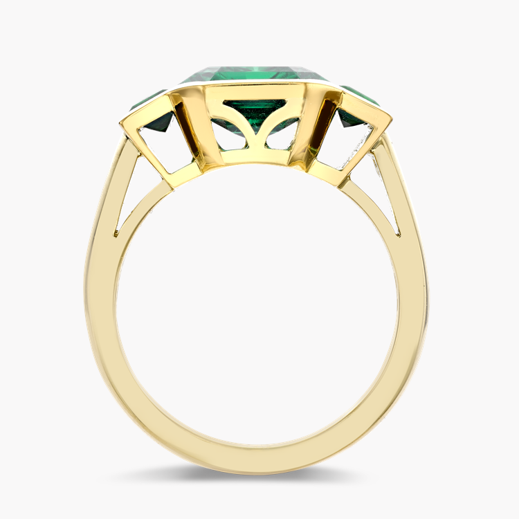 7ct Three-Stone Emerald Cut Emerald Sapphire Engagement Ring