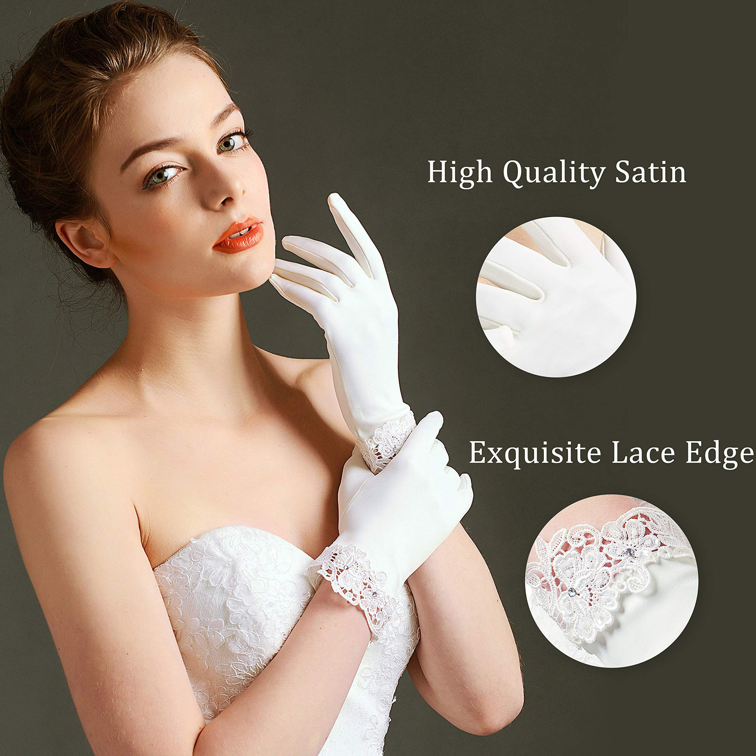 BABEYOND Lace Gloves for Women Wedding Floral Brial Gloves