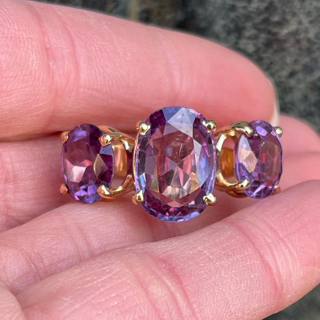 7.25ct Oval Cut Amethyst Sapphire Eternity Ring