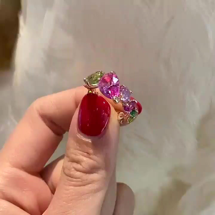 4.25ct Irregular Cut Rainbow Sapphire Eternity Ring