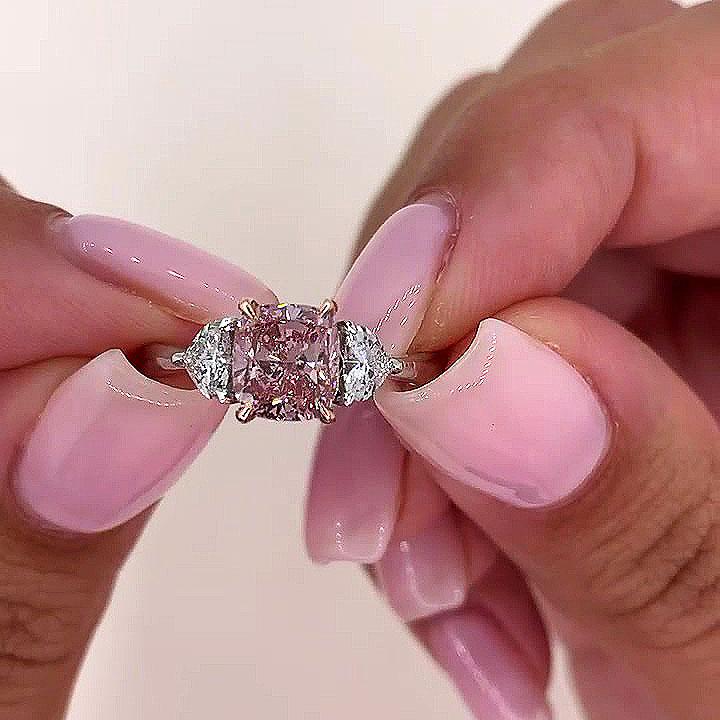 3ct Cushion Cut Pink Sapphire Engagement Ring