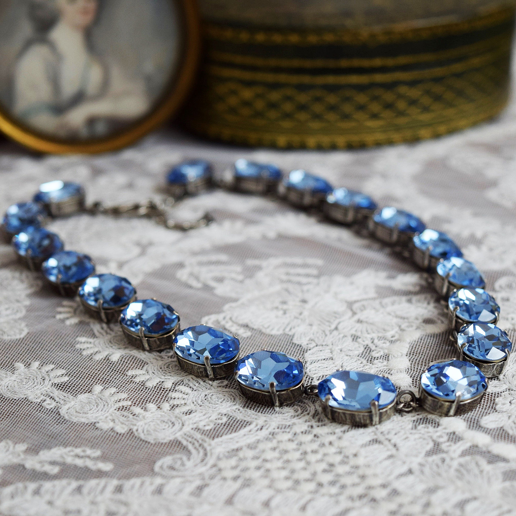 Oval Cut Aquamarine Sapphire Necklace