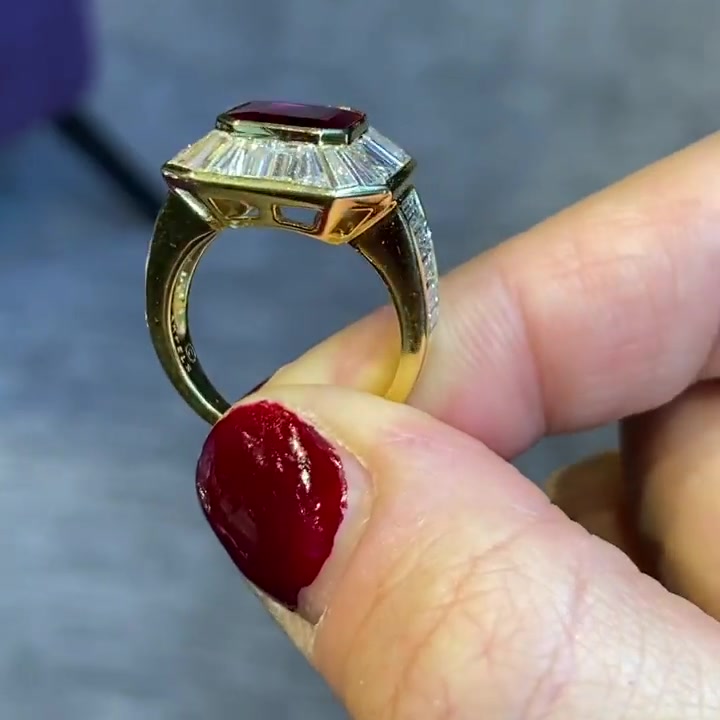 5ct Halo Radiant Cut Ruby Sapphire Engagement Ring