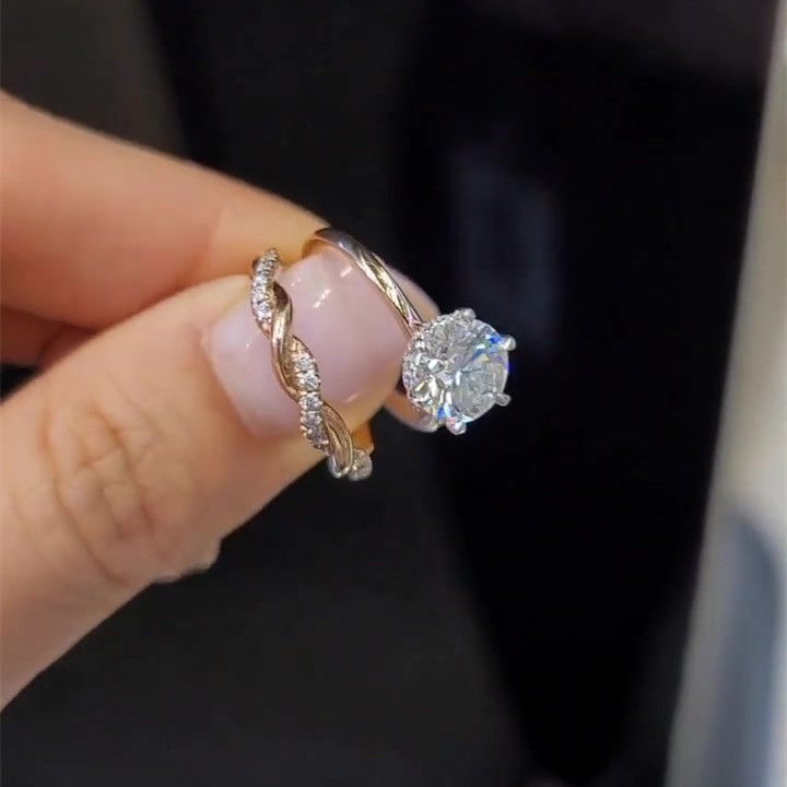 2ct Round Cut White Sapphire Wedding Set