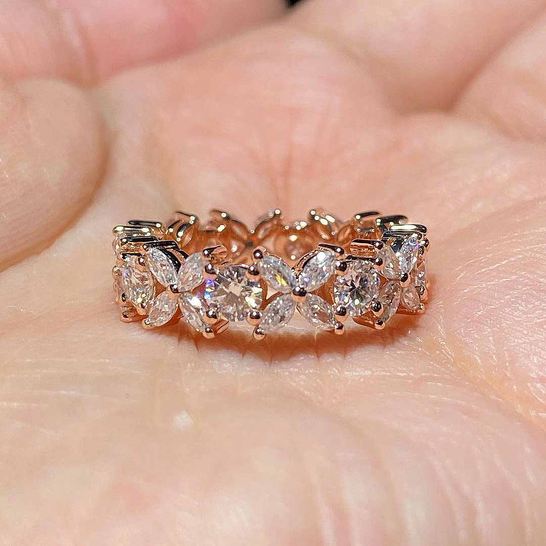 6ct Marquise Cut White Sapphire Eternity Ring