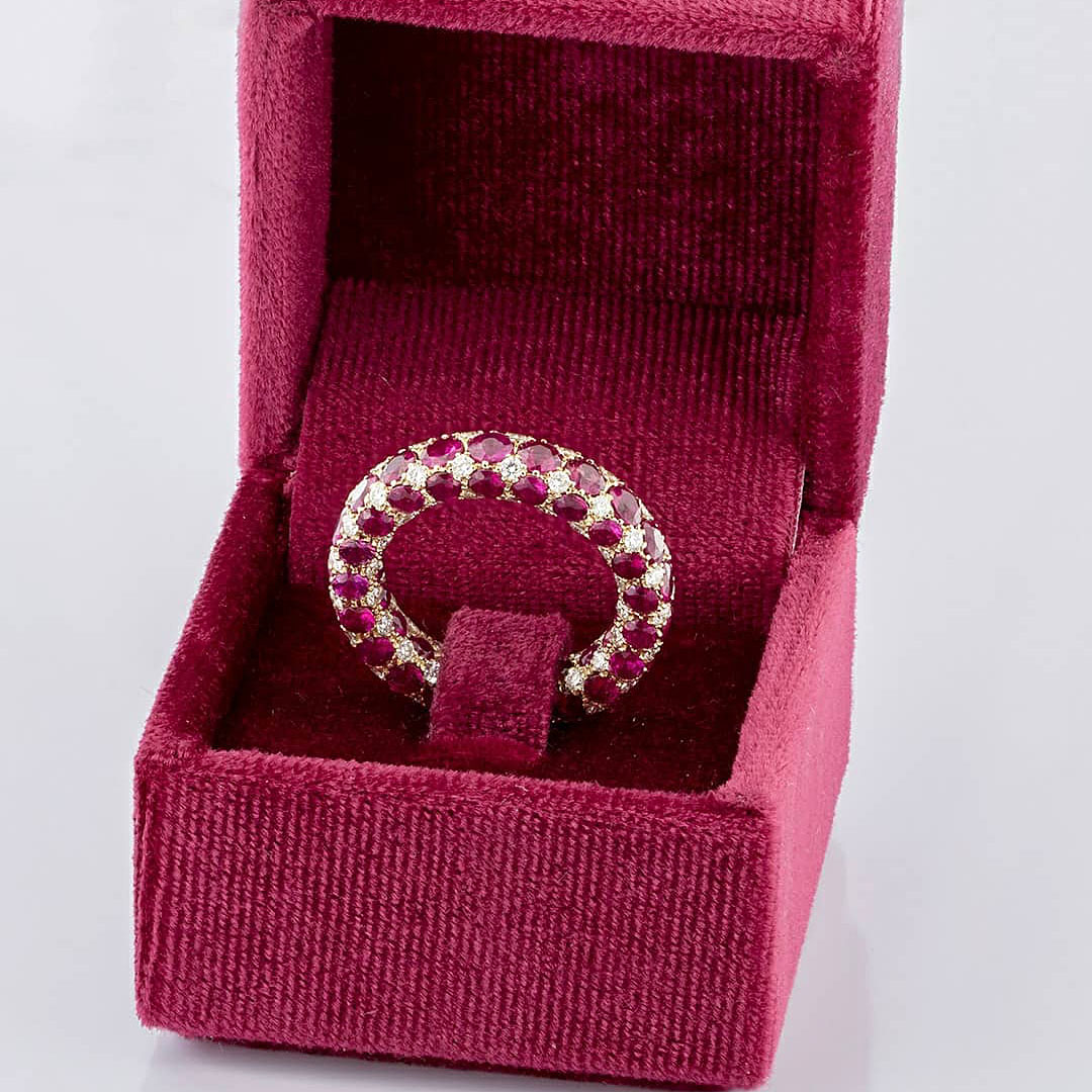 3.75ct Oval Cut Ruby Sapphire Eternity Ring