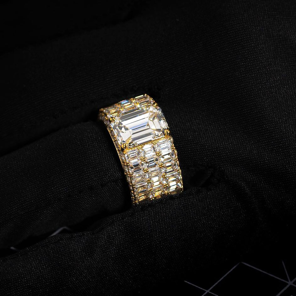 4ct Emerald Cut White Sapphire Men's Engagement Ring