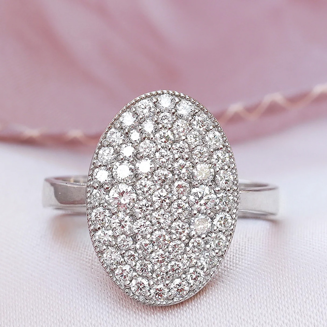 4.35ct Micro-pave Setting Round Cut White Sapphire Ring