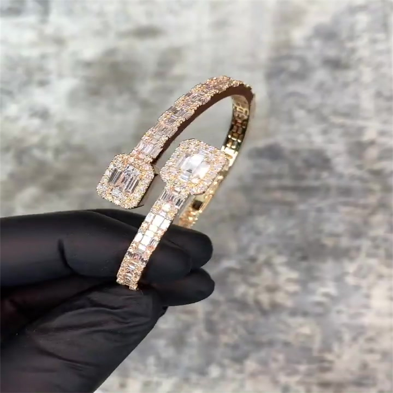 Trendy Design Opening Adjustable Emerald Cut Bracelet