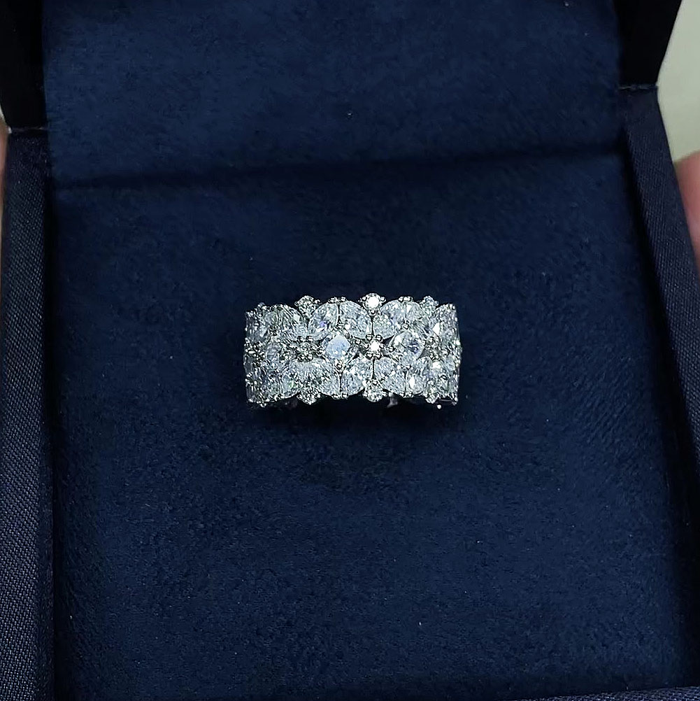 5.65ct Marquise Cut White Sapphire Eternity Ring