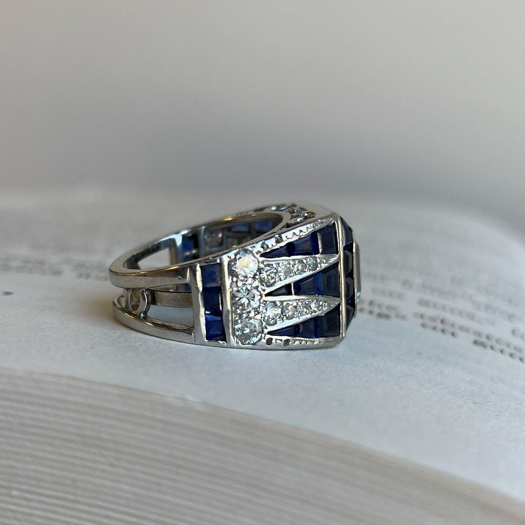 2ct Emerald Cut Lab-created Sapphire Men's Engagement Ring