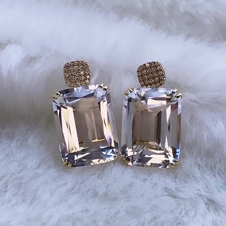 Cushion Cut White Sapphire Drop Earrings