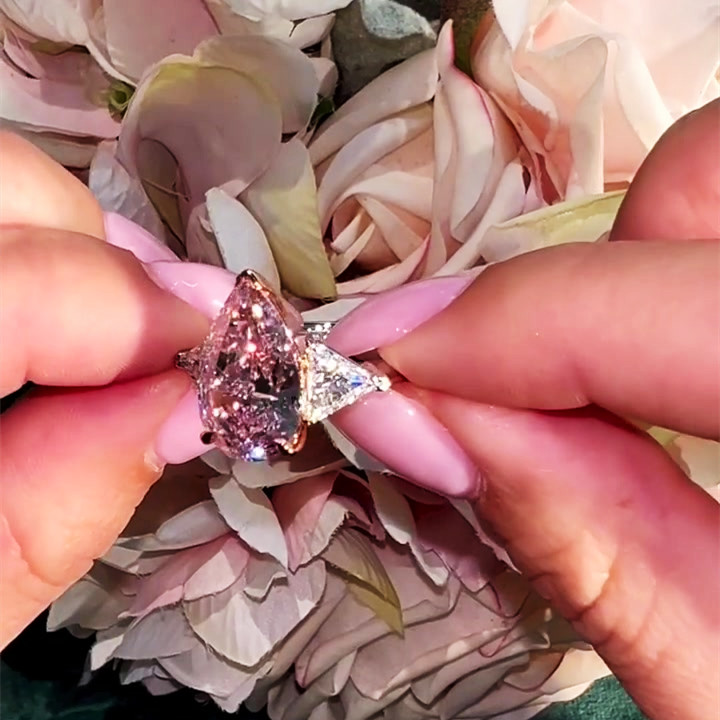 7ct Pear Cut Pink Sapphire Engagement Ring