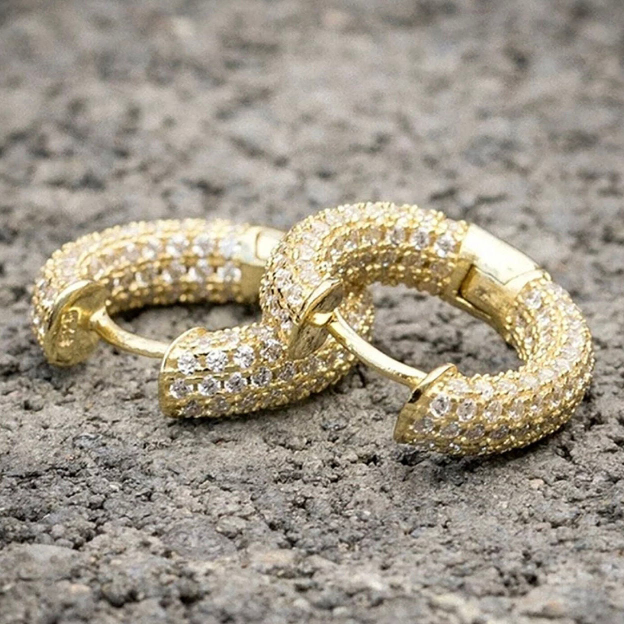 Iced Out Round Cut Sapphire Hoop Earrings