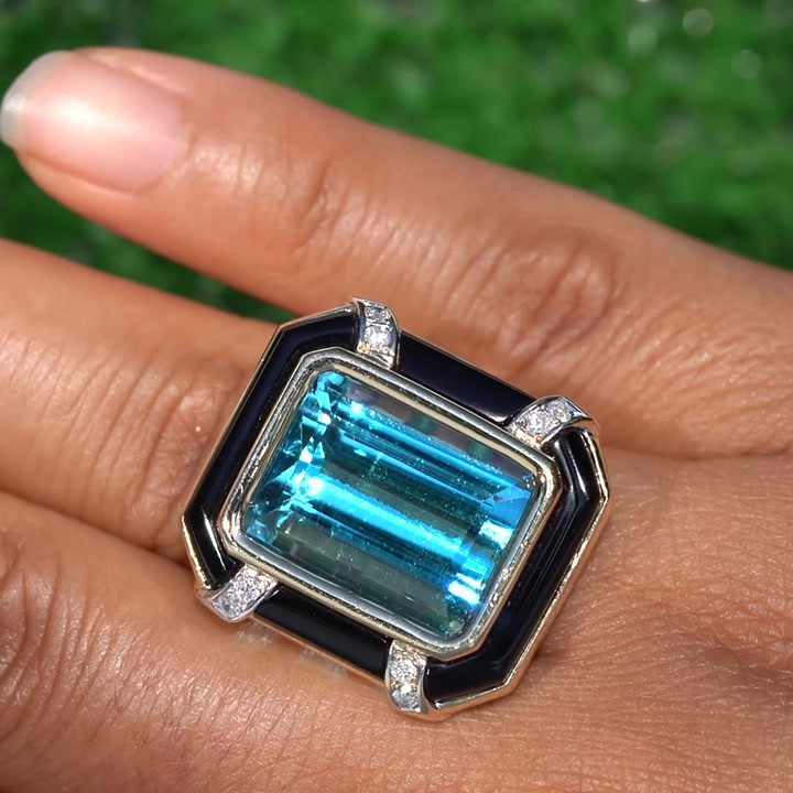 8ct Art Deco Emerald Cut Aquamarine Sapphire Engagement Ring