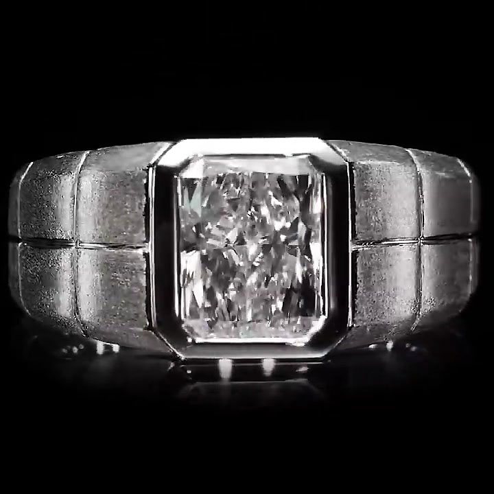 3ct Radiant Cut White Sapphire Men's Engagement Ring