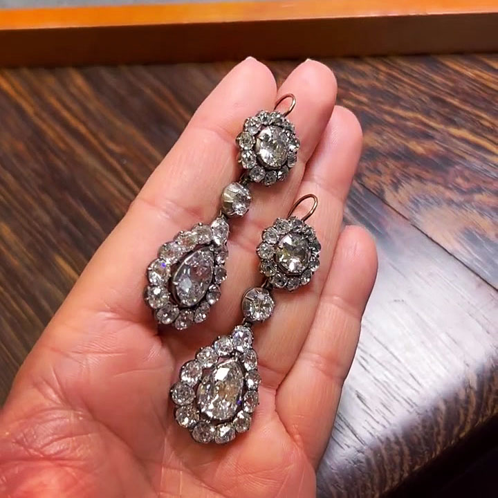 Vintage Design Pear Cut White Sapphire Drop Earrings