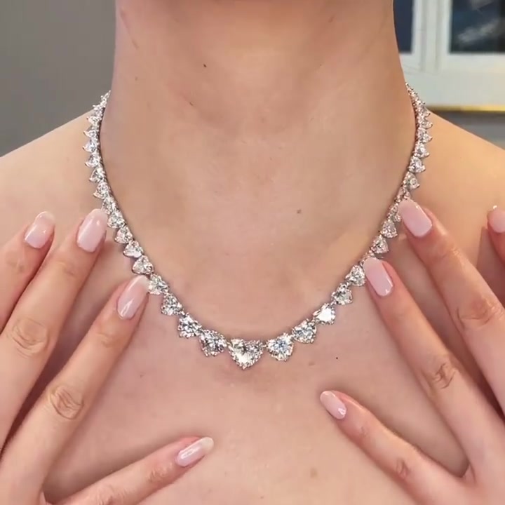 Love Heart White Sapphire Necklace Choker