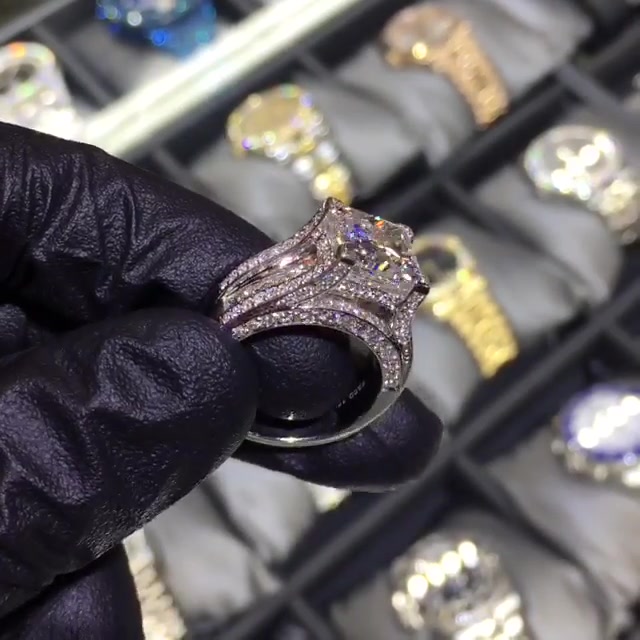 2.5ct Cushion Cut White Sapphire Wedding Ring