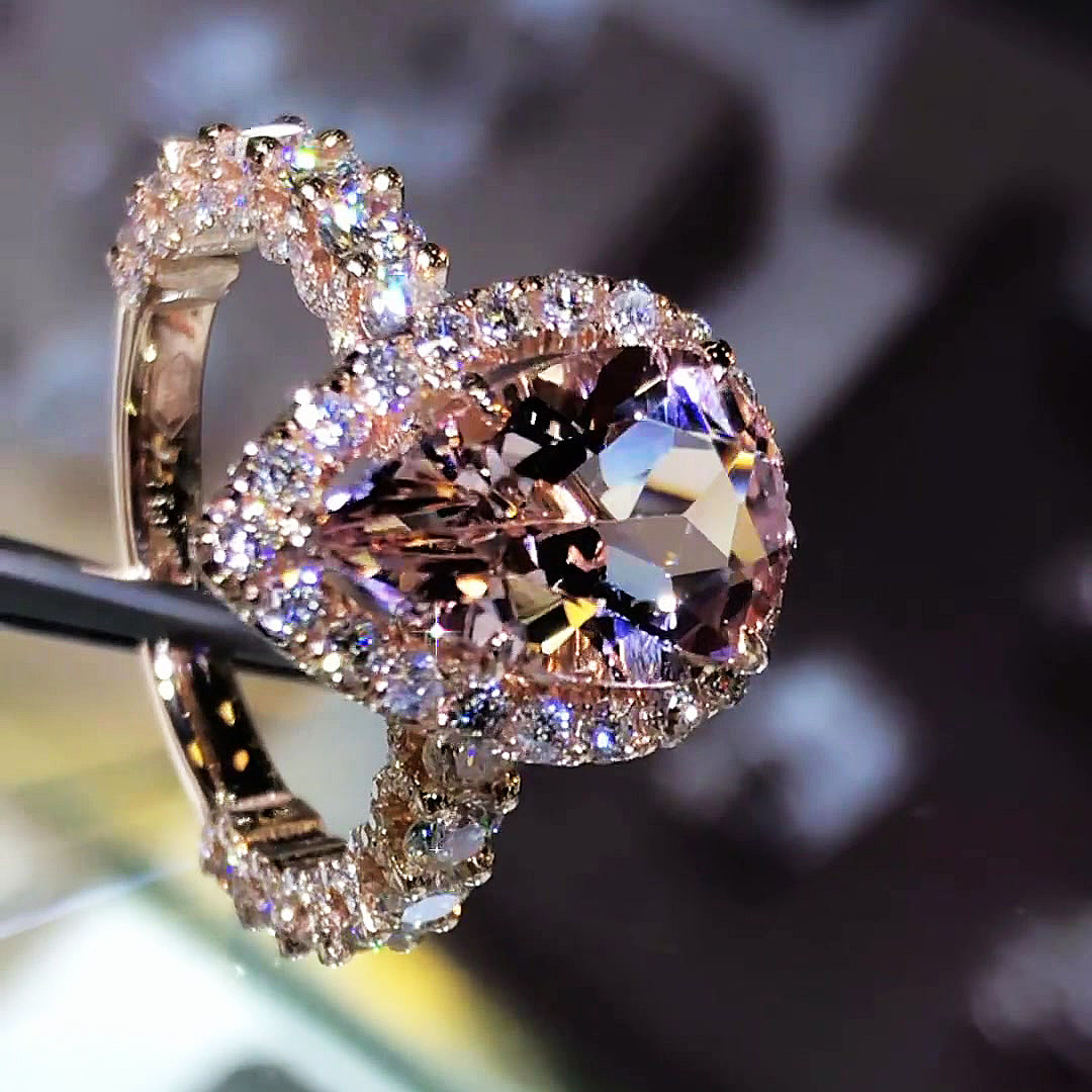 6ct Halo Pear Cut Pink Sapphire Engagement Ring