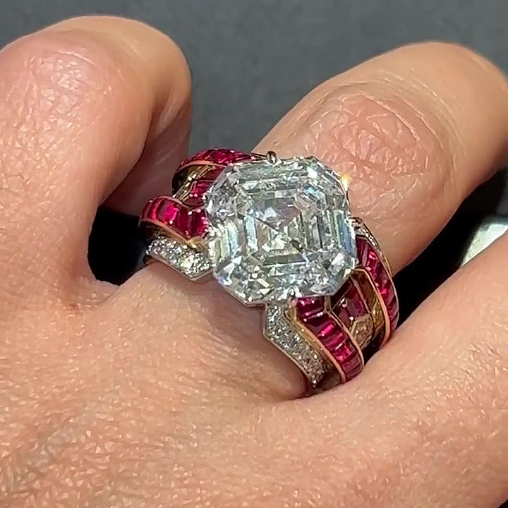 6ct Asscher Cut White Sapphire Engagement Ring