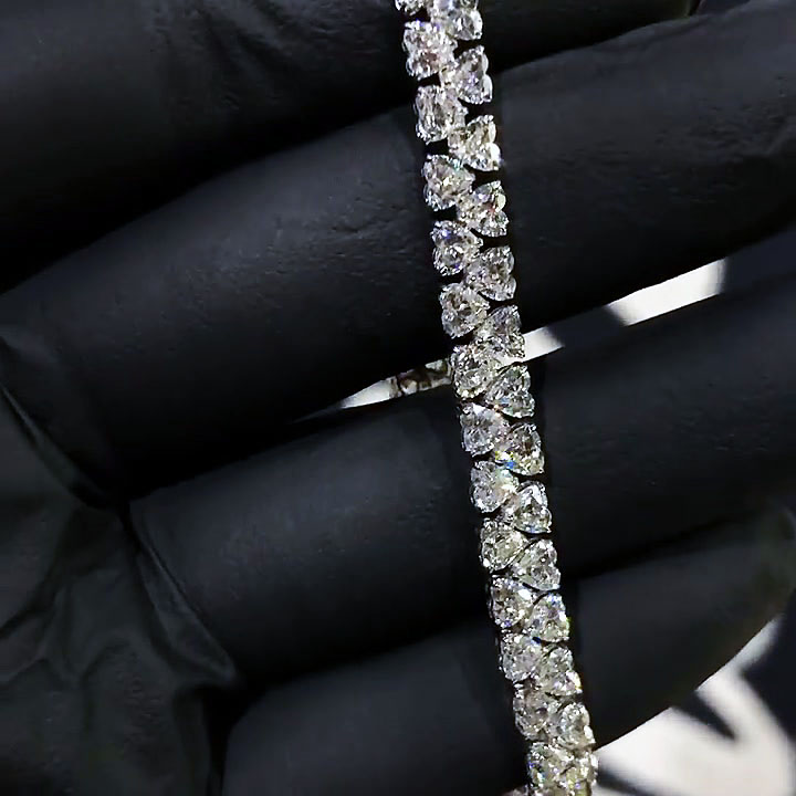 Heart Cut White Sapphire Men's Bracelet