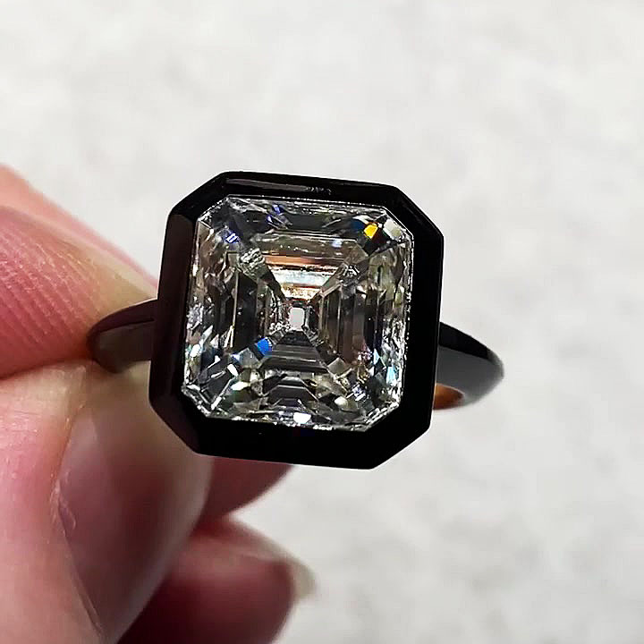 6ct Asscher Cut White Sapphire Engagement Ring