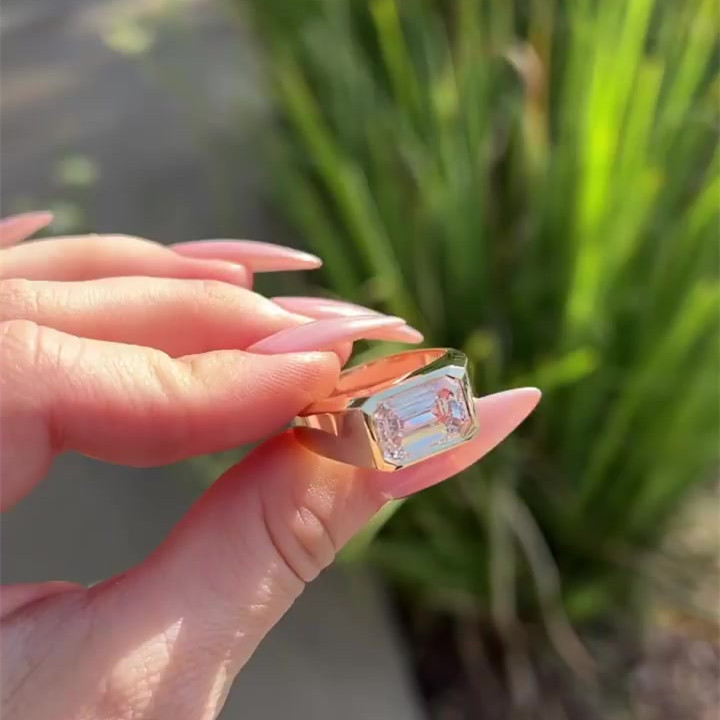 3.5ct Emerald Cut Champagne Sapphire Engagement Ring For Men