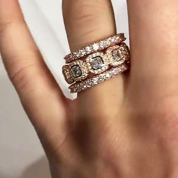 4ct Asscher Cut White Sapphire Wedding Set