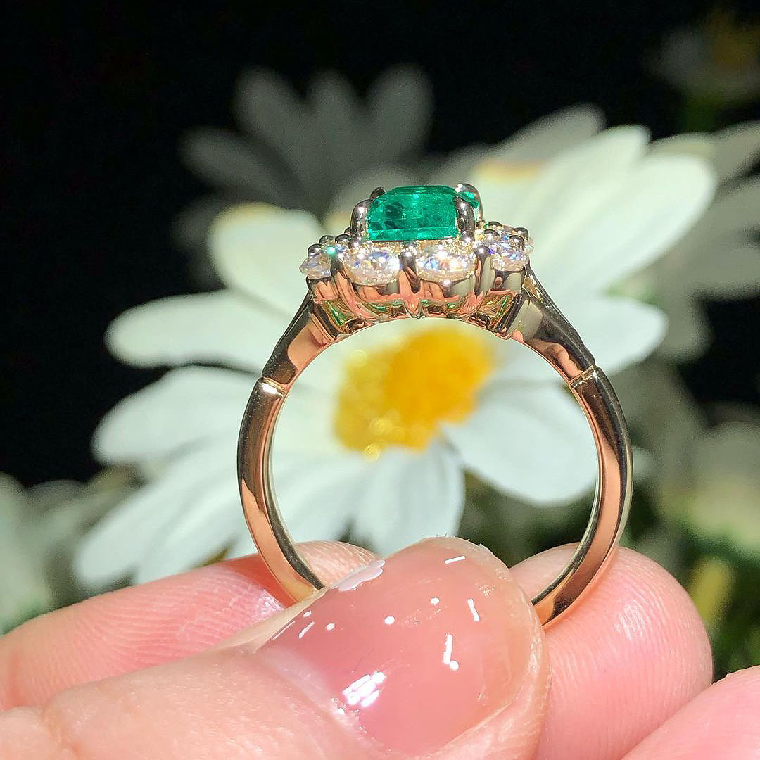 4ct Radiant Cut Green Sapphire Engagement Ring