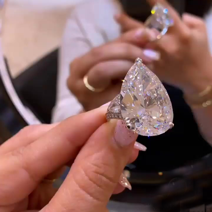 20ct  Pear Cut White Sapphire Engagement Ring