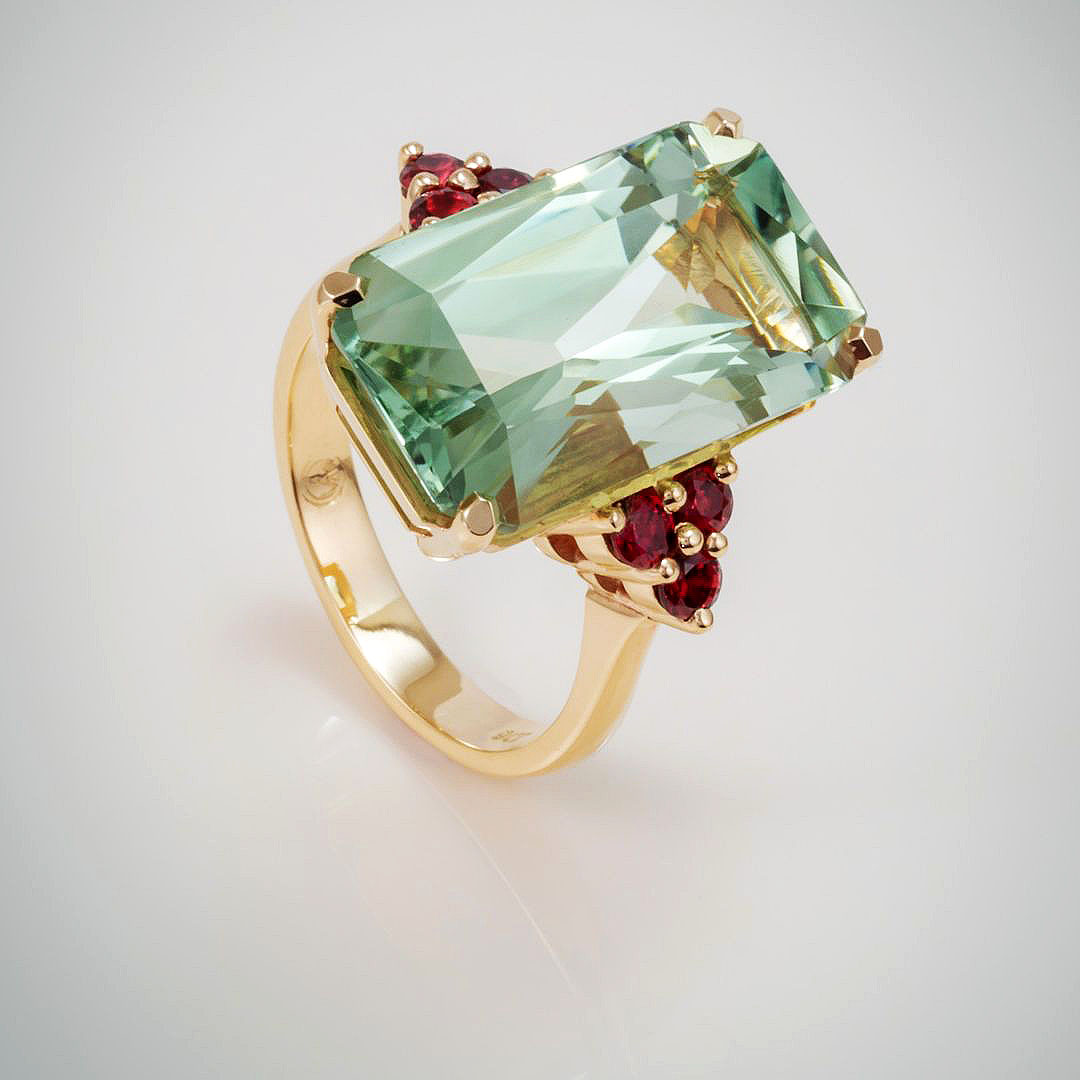 7ct Radiant Cut Green Sapphire Engagement Ring