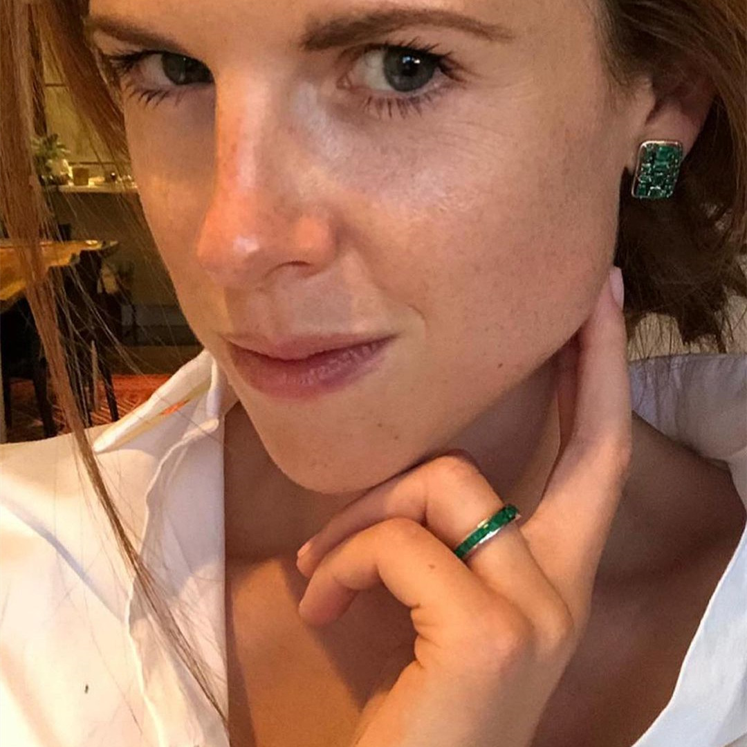 4.75ct Emerald Cut Emerald Green Wedding Band