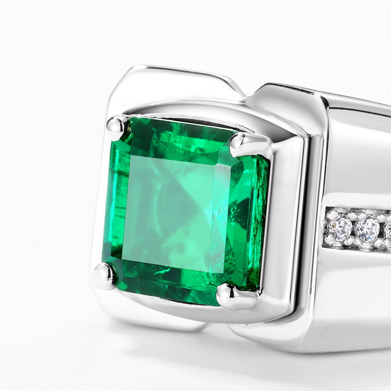 4ct Ascher Cut Emerald Sapphire Men's Engagement Ring