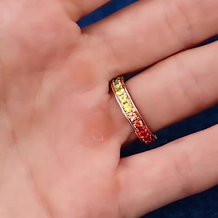 4.25ct Round Cut Rainbow Sapphire Eternity Ring